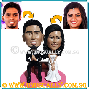Custom 3D Wedding Couple On Bench Figurines